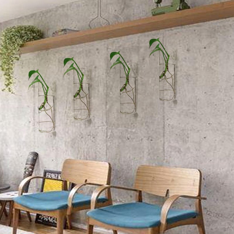 Bunhut Wall Planters for Indoor Plants Wall Hanging Terrarium Planters Glass Wall Planters for Floral Arrangement Hanging Plant Holder  Wall Vase Wall Mounted Planters (4 Glass Wall Planter) - Image 5